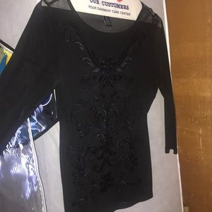 Black See thru quarter sleeve shirt